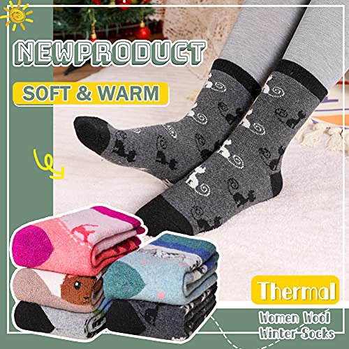 Image of Velice Wool Socks for Women Merino Wool Boot Hiking Thick Thermal Warm Winter Crew Cushion Cozy Work Socks 5 Pairs
