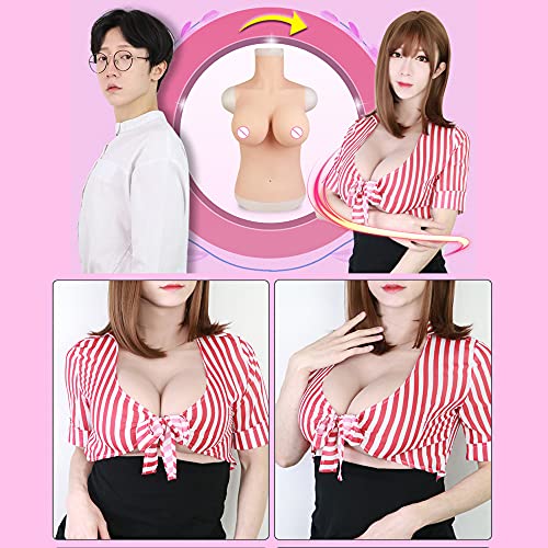 Formas de silicone realistas para seios com bojo G e enchimento elástico de algodão para Crossdressi