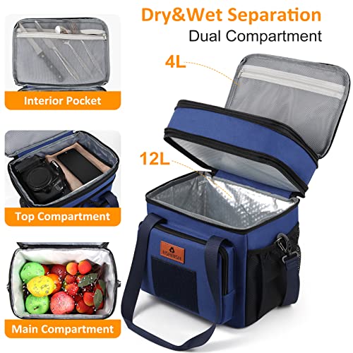 Hshrish Expandable Large Tactical Lunch Box For Adults, Durable Insulated Lunch Bags With Shoulder Strap, Cooler Bag For Men Women Work Outdoor Picnic Trips,Blue #TOP1
