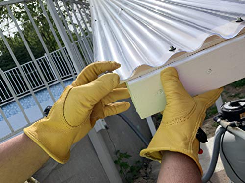 Homegardenwish Cowhide Leather Work Gloves Heavy Duty Work Gloves Durable/ Fencing/ Construction/Trucking/ Plumbing/Wood Work (Large) #TOP4