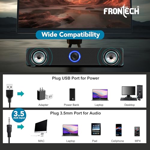 FRONTECH 1.0 USB Powered Multimedia Speakers with RGB Lights | 10W Output Power | AUX/USB Connectivity | for Laptop, PC, Mobile | Volume Control... - Image 4