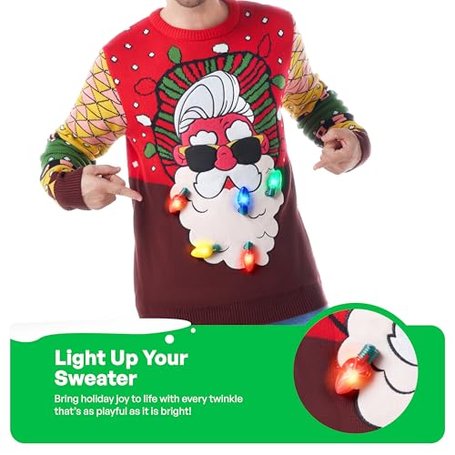 Joyin Led Light Up Ugly Christmas Sweater Men, Ugly Sweater Men With Built-In Light Bulbs, Holiday Funny Pullovers 2025 3 Joyin Led Light Up Ugly Christmas Sweater Men