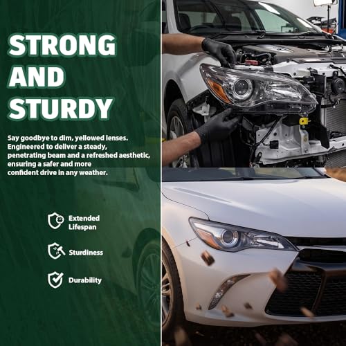 Image of GRAND ORANGE Right Headlight Compatible with Toyota Camry 2015-2017 TO2503222 TO2502222 TO2503223 TO2502229 TO2503229 8111006860 8115006C70 8111006C70 Clear Lens Black Housing Amber Reflector