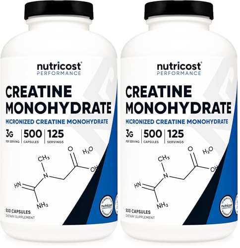 Nutricost Creatine Monohydrate 3000mg 500 Capsules (2-Pack)