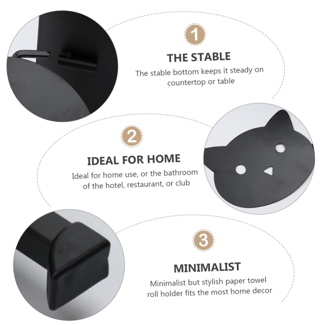 Portarrollos de Papel Higiénico de Escritorio en Hierro Negro | Organizador Vertical Base Estable, Guarda Varios Rollos, Uso en Hotel y Restaurante