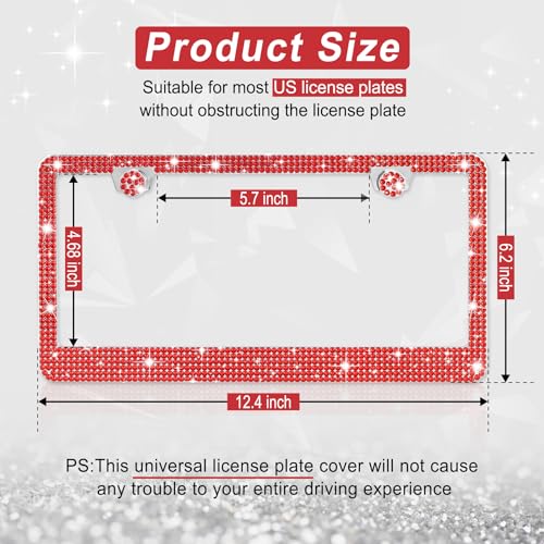Amiss AMISS-CPH/W1 Bling License Plate Frame For Women, 1Pack Rhinestone Handcrafted Crystal Premium Stainless Steel, Stainless Steel Car Accessories With Diamond Sparkle Glitter Caps thumb #1