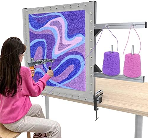 Rug Tufting Frame Tufting Kit 27.5'' Newest Aluminum Metal Tufting Frame for Rug Making Primary Tufting Cloth Stand Tufting Fabric Rug Tufting Kit Rug Frame for Tufting Supplies Carpet Tufting Gun Kit