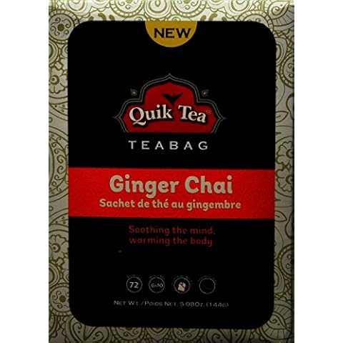 QuikTea Ginger Chai Tea Bags - 72 Count Single Box Cover