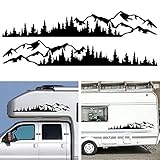 Wilove 2 Pcs Universal Vinyl Trees Mountain Forest Graphic Stickers Body Window Bumper Decals for RV
