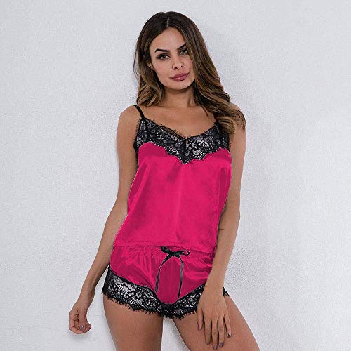 CCL Women's Erotic Lingerie Sets Erotic Clothing New Homewear Fashion Comfortable Lace Sling Pajama Set Purple s Catwoman/Rose red/Medium