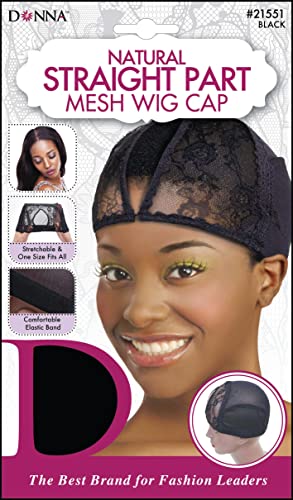DONNA Touca de peruca de malha de parte reta | 1 peça de touca de peruca para mulheres ou homens | B