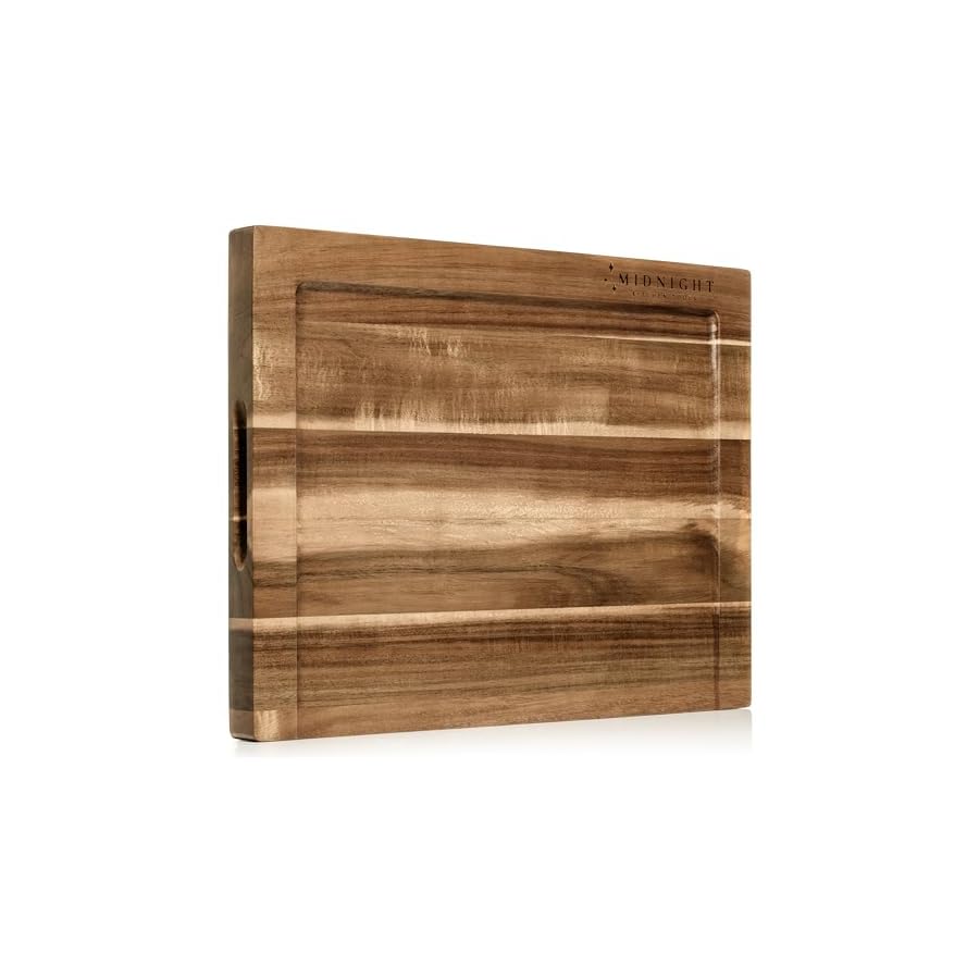 Midnight Board- Acacia Wood Cutting Board, Grooved Edge Design