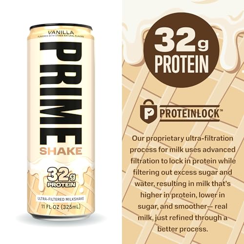 Image of PRIME Shakes, Vanilla, 32g Protein Shake for Muscle Support & Recovery, Ultra-Filtered Milk, Lactose Free, Low Sugar, Low Calorie, Ready to Drink, 11 fl oz, 12 Pack