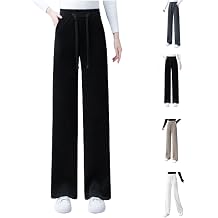 Women's Straight Pants for Beautiful Legs, Thick Legs, Straight Pants, For Spring, Autumn & Winter, Slimming, Lightweight, High Waist, Long Leg Pants, Large, Fleece-Lined, Casual, Wide Pants,