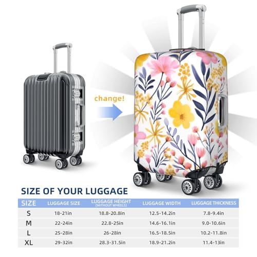 Cartoon Vintage Flower Travel Luggage Cover for Suitcase Anti-Scratch Fashion Suitcase Protector Washable Elastic Baggage Covers Fits 22-24 Inch Luggage for Travel Beach Holiday3