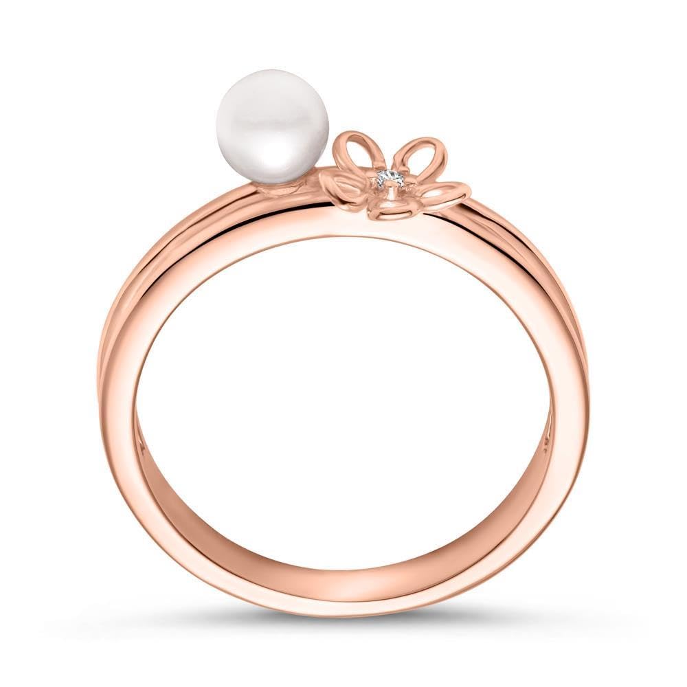 Ring für Damen von JEWLIX aus 925er Silber mit Perle, IP Rosé (Größe: 60mm)