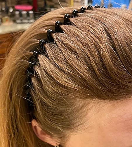 Hyfeel Wavy Headbands Plastic Skinny Thin Non-Slip Flexible Hair Bands Simple Hoops Hair Accessories For Women And Men Solid Colors (Black) #TOP1