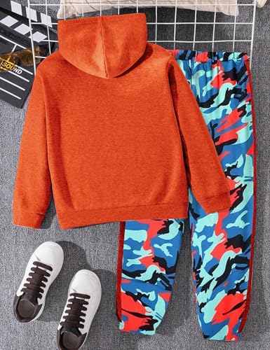 Image of Boys Clothes Boy Outfits 2-Piece Long Sleeve Hoodie and Camouflage Pants Boys Fall Winter Clothes for 6-16 Years