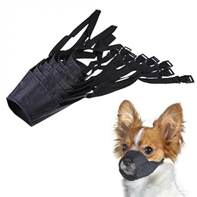 Doggie Style Store Black Soft Nylon Dog Pet Puppy Muzzle 7 Sizes Barking Biting Prevent Bark Mouth Cover Anti Bite Accessory Stop Chewing Adjustable Comfortable Snout Covering Face Mask Size 1
