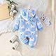 Yanmucy Neugeborenes Baby Winter Strampler mit Kapuze Cartoon Bär Baby Schneeanzug Warm Fleece Reißverschluss Baby Mädchen Junge Overall 0-18 Monate (Blau, 9-12 Monate)