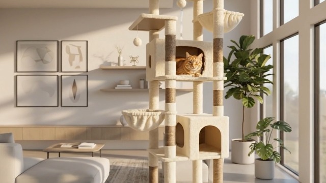Amazon | Globlazer キャットタワー 据え置き型 超スリム 猫タワー