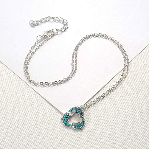 JENPECH Colar com pingente de strass corrente de clavícula, lindo colar com pingente de golfinho com