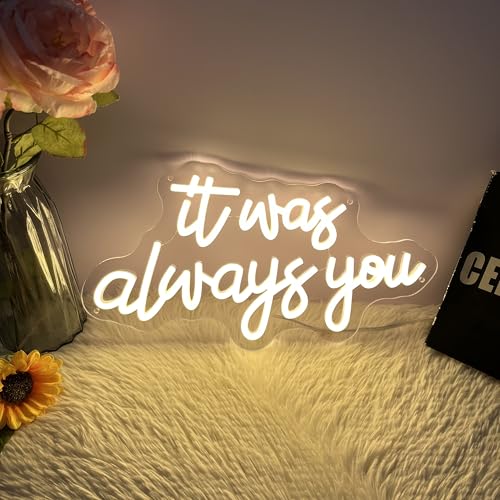 Image of It's Always You Neon Sign Warm White Wedding Neon Signs USB Powered LED Signs for Bedroom Wall Decor Light up Signs for Festival Anniversary Valentane's Day Birthday