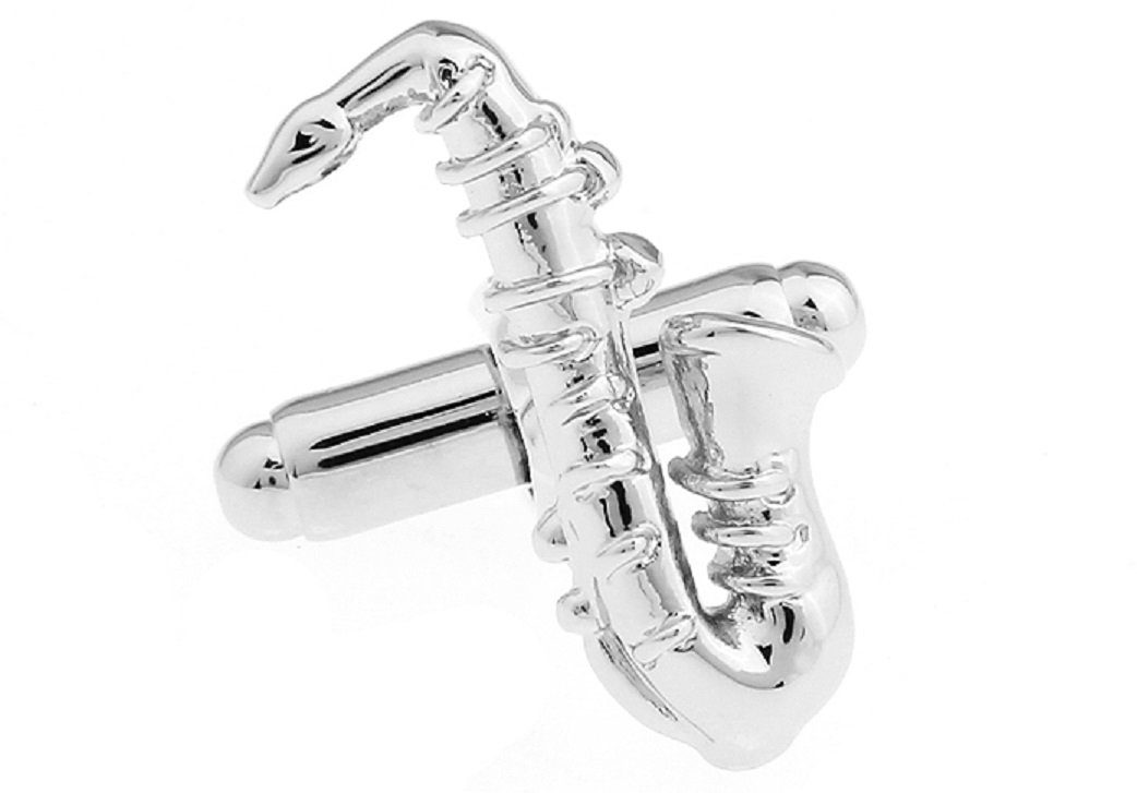 MRCUFFSaxophone Sax Music Pair Cufflinks in a Presentation Gift Box & Polishing Cloth
