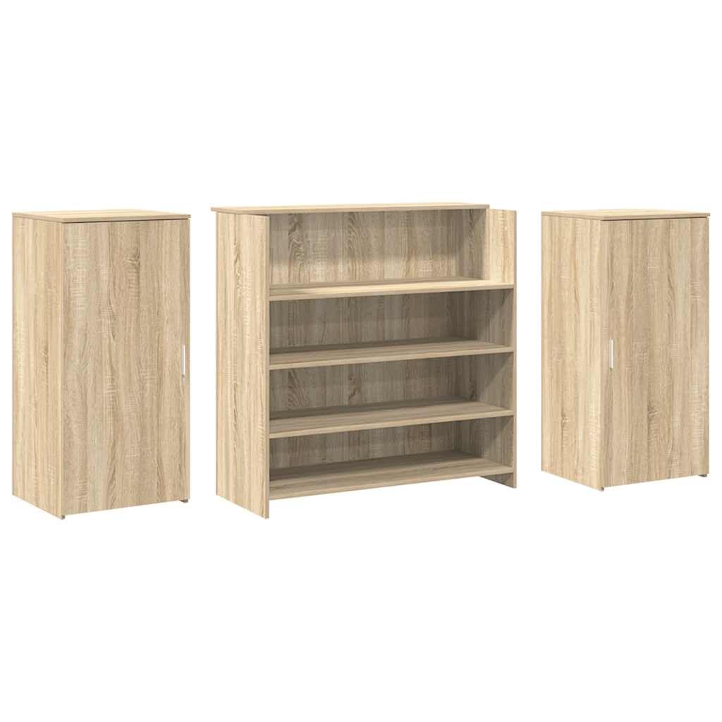 Banco reception Sonoma rovere 200 x 50 x 103,5 cm, materiale in legno, con bancone integrato, robusto mobile da ufficio per reception, scrivania versatile con spazio di archiviazione