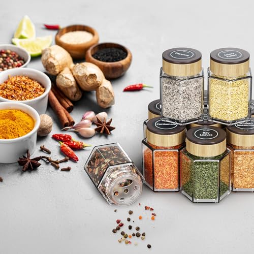 Vetacsion Set of 18 Magnetic Glass Spice Tins with 100 Preprinted Seasoning Label Stickers (Include Black Metal Wall-Plates) by Vetacsion - Image 4