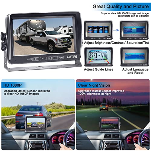 Backup Camera RV Metal Waterproof - Plug and Play Easy Set up Full Time Monitoring Clear Night Vision Rear View Camera with 7 Inch Monitor for RV Truck Trailer Tractor Motorhome Camper - AMTIFO A13 - Thumbnail 4