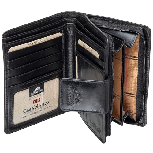 Mancini Casablanca Full Grain Leather RFID Secure Medium Clutch Wallet, Cognac 8700371-cg4