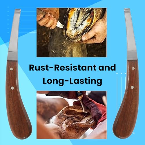 Image of Hoof Knife with Comfortable Wooden Handle - Ergonomic Grip for Horse Farriers and Horse Hoof and Horseshoe Trimming
