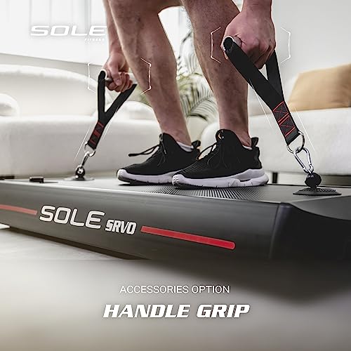 Image of SOLE SRVO Weight Trainer, Resistance Bands and Pushup Stand, Strength Exercise Equipment for Daily at Home Gym Training - Includes 2 Wheels, Motorized Resistance System, Handles, Ropes, a Bar and Mat
