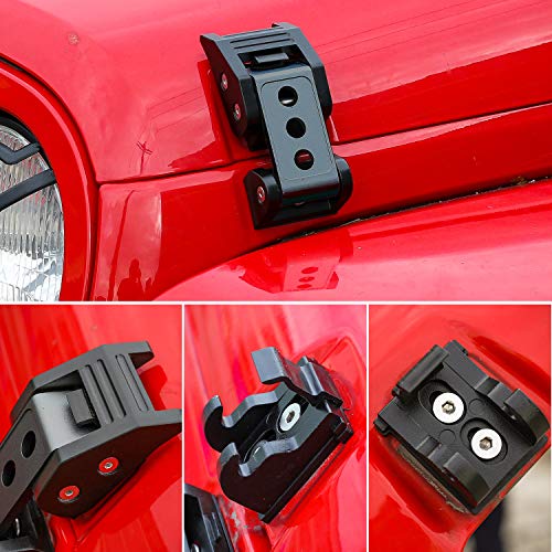 Cherocar Stainless Steel Hood Latches Pins Hood Lock Catch Kit For 2007-2018 Jeep Wrangler Jk Jku Black #TOP1