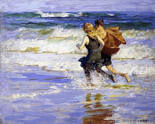 Poster At the Beach Edward Henry Potthast toile déco murale sans cadre 58x90