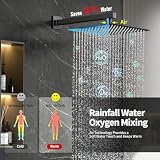 Rainsworth Wbudowany zestaw prysznicowy, zestaw prysznicowy z wpuszczanym kablem prysznicowym, czarny system prysznicowy z głowicą prysznicową 30 x 30 cm