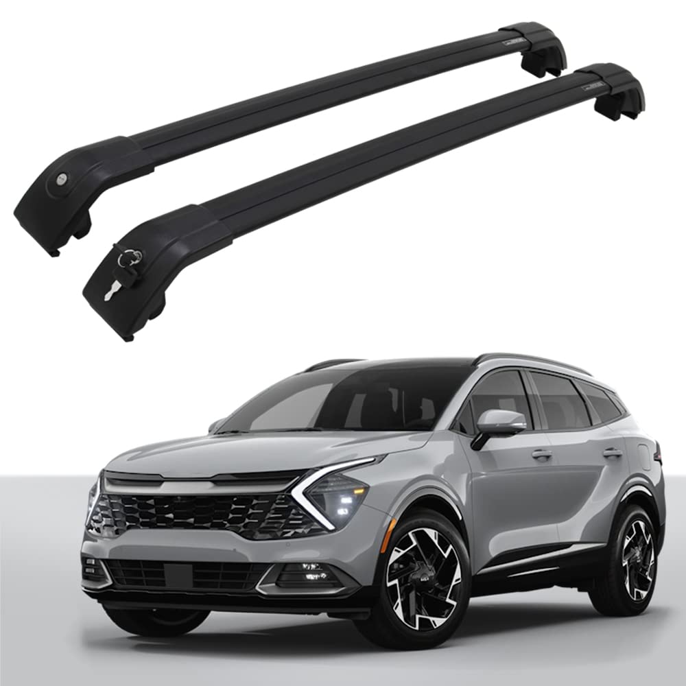 Roof Rack Cross Bars Fit for 2023 2024 2025 Kia Sportage SX/SX Prestige Lockable Crossbars Luggage Carrier Cargo Bar (with Flush Side Rails)