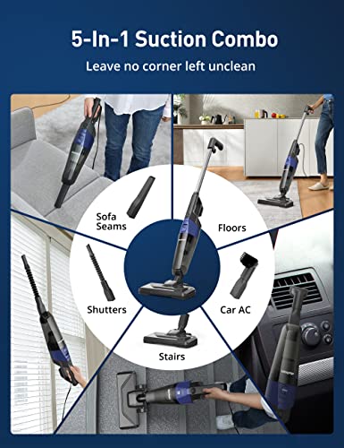 Aspiron Corded Stick Vacuum, Stick Vacuum Cleaner With 600W 20Kpa Powerful Suction & 0.88Qt Dust Cup And 32Ft Power Cord, 5-In-1 Handheld Lightweight Bagless Vacuum Cleaner Carpet And Floor For Pet #TOP4