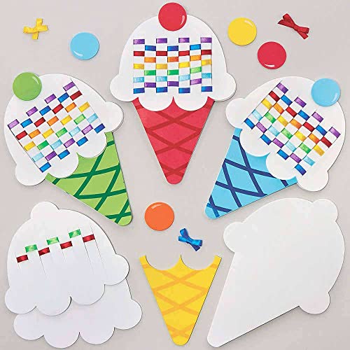 Baker Ross FC795 Eiscreme Webe Bastelset - 6er Pack, Basteln für Kinder, Nähen und weben für Kinder