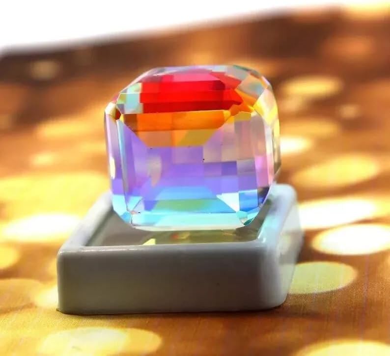 Multicolor Magical Rainbow Mystic Topaz Gemstone 50 Ct Excellent Cube Cut Gem