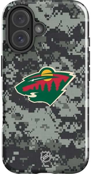 Skinit Impact Phone Case Compatible with iPhone 16 - Officially Licensed NHL Minnesota Wild Black Background Design