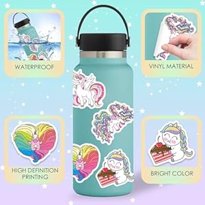 Unicorns-Stickers-100-Pcs-Waterproof-Vinyl-Stickers-for-Water-Bottles-Stickers-Pack-for-Kids-Cute-Stickers-for-School-Students-Laptop-Kids-Friendly