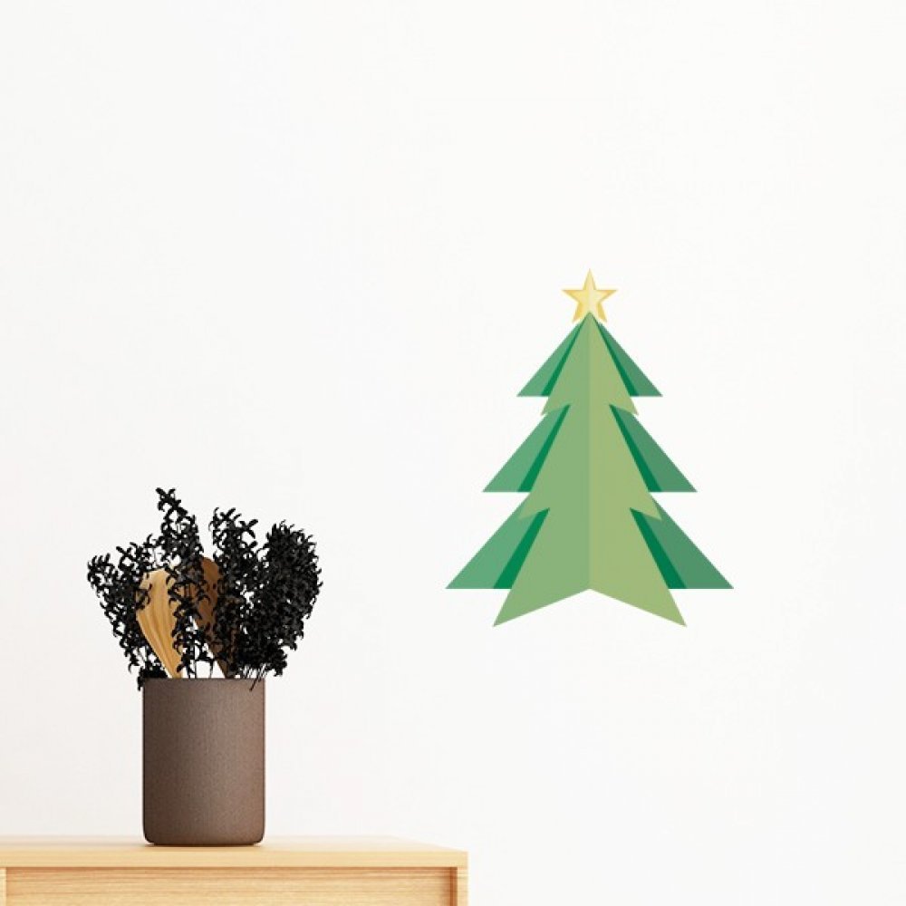 Papier peint amovible Arbre de Noël origami sticker mural DIY