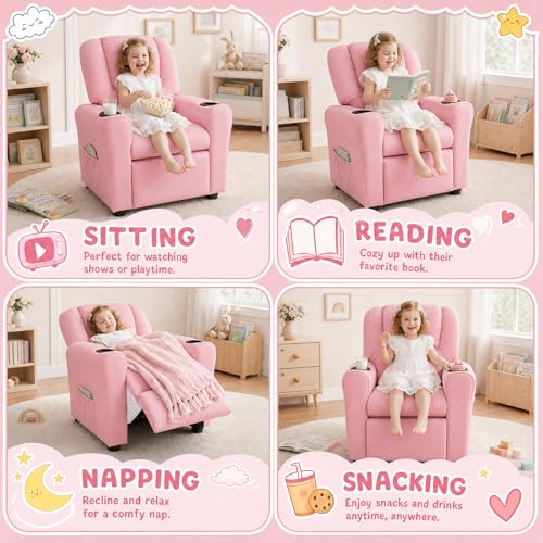 Kids Recliner Chair PU Leather Reclining Toddler Sofa