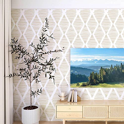 Qianglive Modern White And Beige Contact Paper 17.7"X120" Stripe Peel And Stick Wallpaper Removable Self Adhesive Waterproof Wallpaper Vinyl Shelf Paper & Drawer Liner Roll For Bedroom Living Room. #TOP3