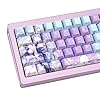 Japanese Anime Keycaps, Cherry Profile PBT Keycap 130 Keys, Blue and Purple Custom Key Cap Dye-Sub Manga Key Caps Set for 60% 65% 75% 100% Gateron Mechanical Keyboard
