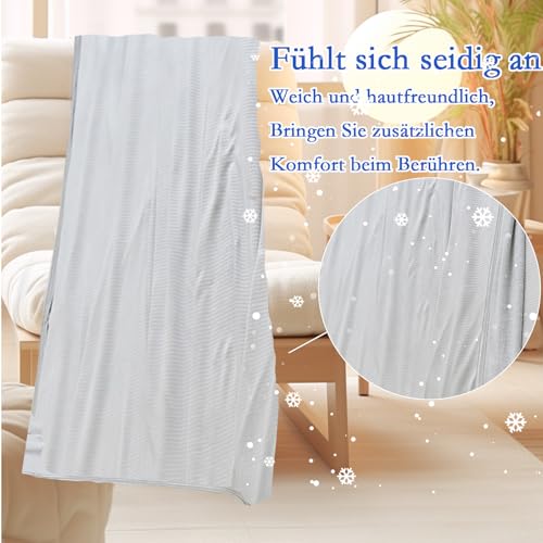 JINGTOPS Kühldecke Sommerdecke, 2 in1 Kühldecke Bett,Selbstkühlende Decke 200X150cm Eisseide Kalte Decke Kühlende Küldecken Cool Blanket Bettdecke Kühlend für Sommer Heißen (Einfarbig 200x150)