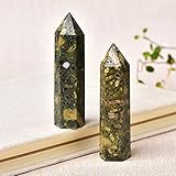 AtkitS 1PC Natural Crystal Point Fireworks Stone Healing Obelisk Quartz Wand Beautiful Ornament for Home Decor Energy Stone Tower Gift (Color : Fireworks Stone, Size : 50-60mm)