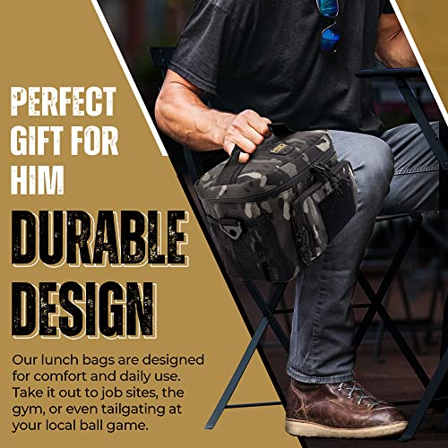 Hsd 10Mm Thick Insulated Adult Lunch Bag - Leak Proof For Hot & Cold Temperature - Tactical Style Easy To Clean, Durable & Water-Resistant - Sturdy Handle, Shoulder Strap, & Pockets - Men & Women #TOP1